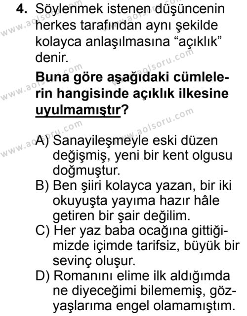 Türk Edebiyatı 1 Dersi 2015 - 2016 Yılı 3. Dönem Sınav Soruları 4. Soru