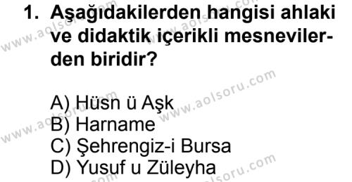 Türk Edebiyatı 2 Dersi 2012 - 2013 Yılı 3. Dönem Sınav Soruları 1. Soru