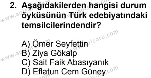 Türk Edebiyatı 2 Dersi 2012 - 2013 Yılı 3. Dönem Sınav Soruları 2. Soru
