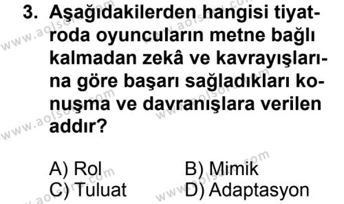 Türk Edebiyatı 2 Dersi 2012 - 2013 Yılı 3. Dönem Sınav Soruları 3. Soru