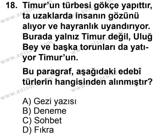 Türk Edebiyatı 2 Dersi 2012-2013 Yılı 3. Dönem Sınavı 18. Soru