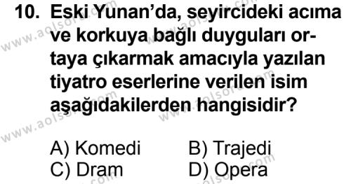 Türk Edebiyatı 2 Dersi 2013-2014 Yılı 1. Dönem Sınavı 10. Soru