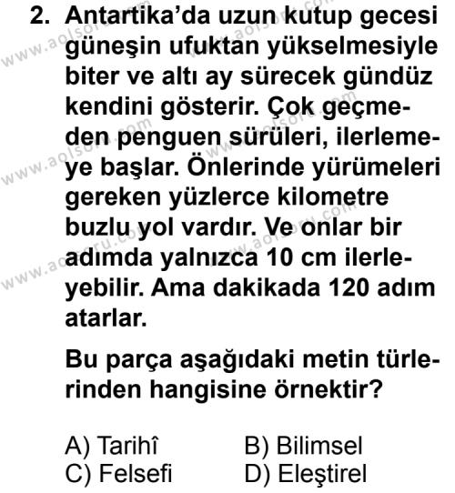 Türk Edebiyatı 2 Dersi 2013 - 2014 Yılı 2. Dönem Sınav Soruları 2. Soru