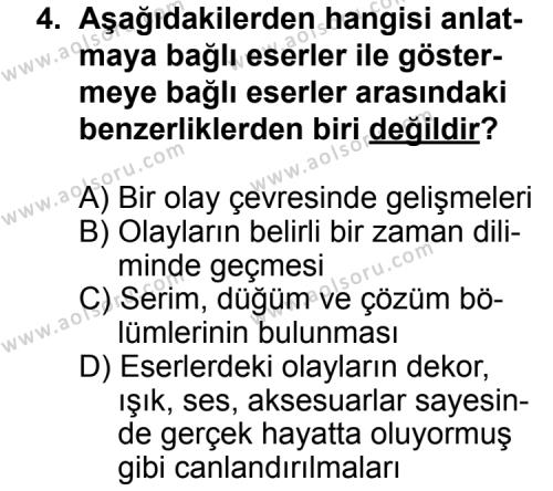 Türk Edebiyatı 2 Dersi 2013 - 2014 Yılı 2. Dönem Sınav Soruları 4. Soru