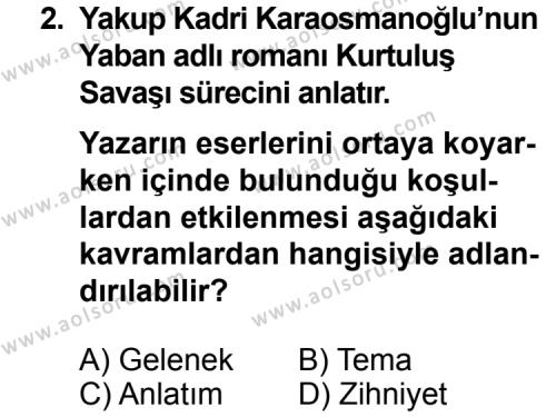 Türk Edebiyatı 2 Dersi 2014 - 2015 Yılı 1. Dönem Sınav Soruları 2. Soru