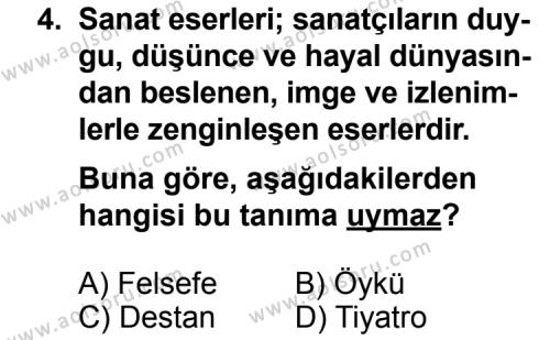 Türk Edebiyatı 2 Dersi 2014 - 2015 Yılı 1. Dönem Sınav Soruları 4. Soru