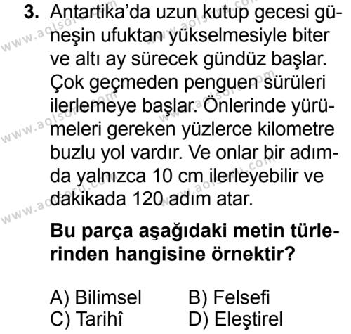 Türk Edebiyatı 2 Dersi 2014 - 2015 Yılı 3. Dönem Sınav Soruları 3. Soru