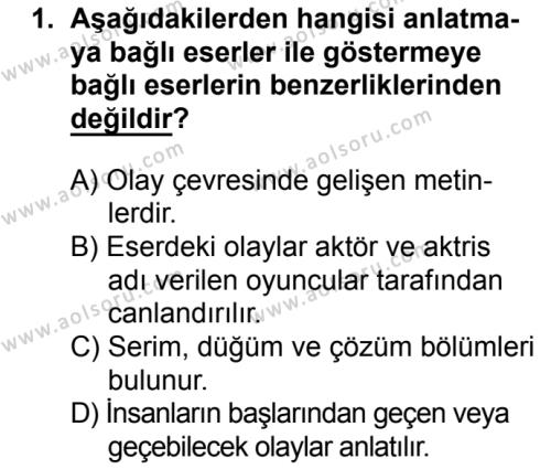 Türk Edebiyatı 2 Dersi 2016 - 2017 Yılı 1. Dönem Sınav Soruları 1. Soru