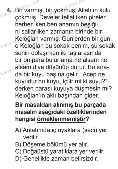 Türk Edebiyatı 2 Dersi 2016 - 2017 Yılı Ek Sınav Soruları 4. Soru