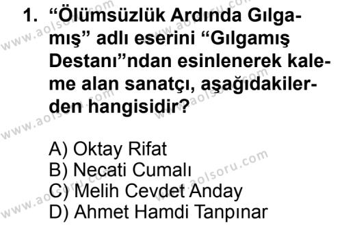 Türk Edebiyatı 3 Dersi 2011 - 2012 Yılı 1. Dönem Sınav Soruları 1. Soru