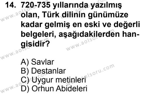 Türk Edebiyatı 3 Dersi 2011-2012 Yılı 1. Dönem Sınavı 14. Soru