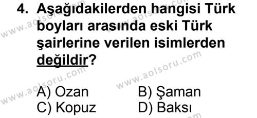 Türk Edebiyatı 3 Dersi 2011 - 2012 Yılı 2. Dönem Sınav Soruları 4. Soru
