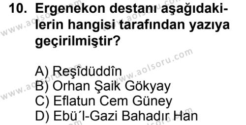 Türk Edebiyatı 3 Dersi 2011-2012 Yılı 2. Dönem Sınavı 10. Soru