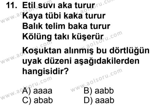 Türk Edebiyatı 3 Dersi 2011-2012 Yılı 2. Dönem Sınavı 11. Soru