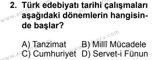 Türk Edebiyatı 3 Dersi 2011 - 2012 Yılı 3. Dönem Sınav Soruları 2. Soru