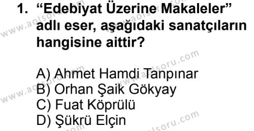 Türk Edebiyatı 3 Dersi 2012 - 2013 Yılı 1. Dönem Sınav Soruları 1. Soru