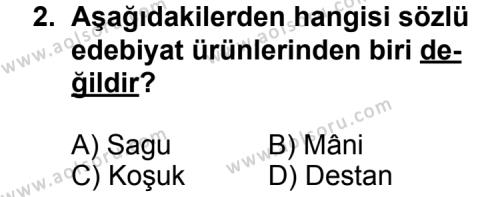 Türk Edebiyatı 3 Dersi 2012 - 2013 Yılı 1. Dönem Sınav Soruları 2. Soru