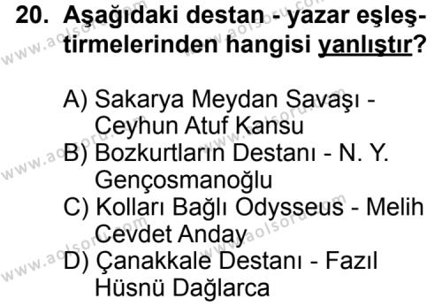 Türk Edebiyatı 3 Dersi 2012-2013 Yılı 1. Dönem Sınavı 20. Soru