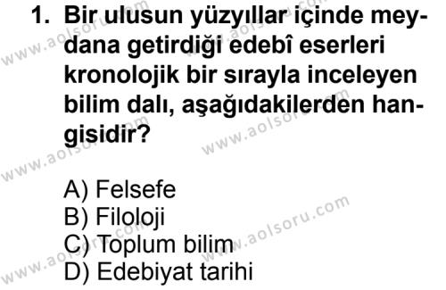 Türk Edebiyatı 3 Dersi 2012 - 2013 Yılı 2. Dönem Sınav Soruları 1. Soru