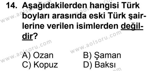 Türk Edebiyatı 3 Dersi 2012-2013 Yılı 2. Dönem Sınavı 14. Soru