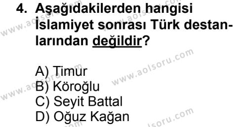 Türk Edebiyatı 3 Dersi 2012 - 2013 Yılı 3. Dönem Sınav Soruları 4. Soru