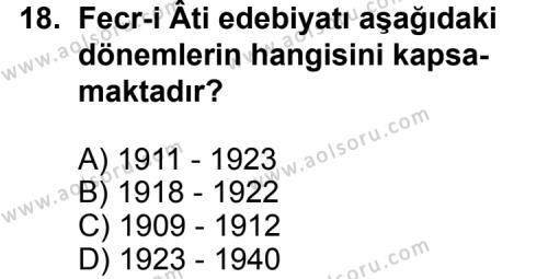 Türk Edebiyatı 3 Dersi 2012-2013 Yılı 3. Dönem Sınavı 18. Soru