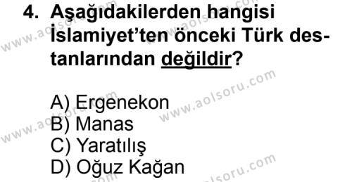 Türk Edebiyatı 3 Dersi 2013 - 2014 Yılı 3. Dönem Sınav Soruları 4. Soru