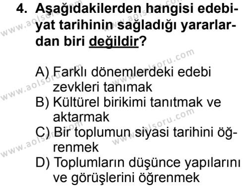 Türk Edebiyatı 3 Dersi 2014 - 2015 Yılı 1. Dönem Sınav Soruları 4. Soru