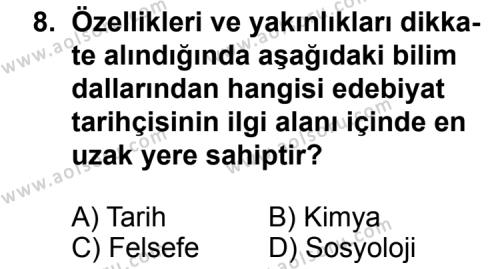 Türk Edebiyatı 3 Dersi 2014-2015 Yılı 1. Dönem Sınavı 8. Soru