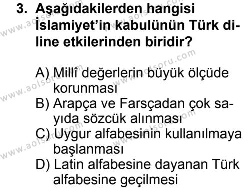 Türk Edebiyatı 3 Dersi 2014 - 2015 Yılı 3. Dönem Sınav Soruları 3. Soru