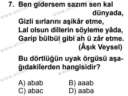 Türk Edebiyatı 4 Dersi 2011-2012 Yılı 1. Dönem Sınavı 7. Soru