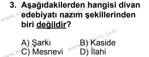 Türk Edebiyatı 4 Dersi 2012 - 2013 Yılı 1. Dönem Sınav Soruları 3. Soru