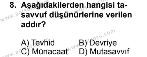 Türk Edebiyatı 4 Dersi 2012-2013 Yılı 1. Dönem Sınavı 8. Soru