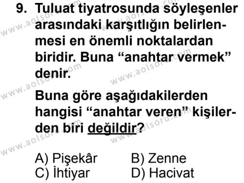 Türk Edebiyatı 4 Dersi 2012-2013 Yılı 1. Dönem Sınavı 9. Soru