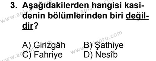 Türk Edebiyatı 4 Dersi 2012 - 2013 Yılı 2. Dönem Sınav Soruları 3. Soru