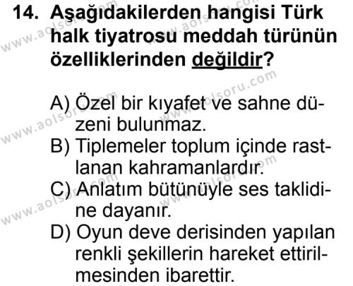 Türk Edebiyatı 4 Dersi 2012-2013 Yılı 2. Dönem Sınavı 14. Soru