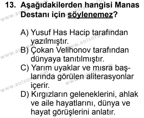 Türk Edebiyatı 4 Dersi 2013-2014 Yılı 1. Dönem Sınavı 13. Soru