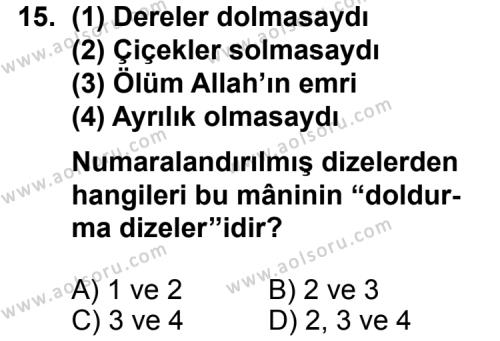 Türk Edebiyatı 4 Dersi 2013-2014 Yılı 1. Dönem Sınavı 15. Soru