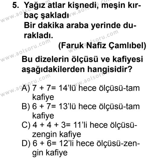 Türk Edebiyatı 4 Dersi 2013-2014 Yılı 2. Dönem Sınavı 5. Soru