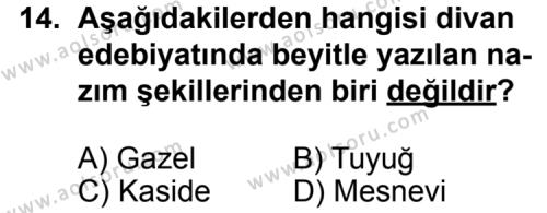 Türk Edebiyatı 4 Dersi 2014-2015 Yılı 2. Dönem Sınavı 14. Soru