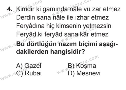 Türk Edebiyatı 4 Dersi 2016 - 2017 Yılı Ek Sınav Soruları 4. Soru