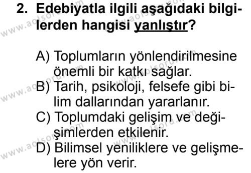 Türk Edebiyatı 5 Dersi 2011 - 2012 Yılı 3. Dönem Sınav Soruları 2. Soru