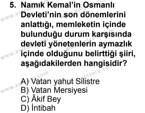 Türk Edebiyatı 5 Dersi 2011-2012 Yılı 3. Dönem Sınavı 5. Soru