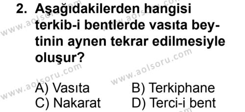 Türk Edebiyatı 5 Dersi 2012 - 2013 Yılı 1. Dönem Sınav Soruları 2. Soru