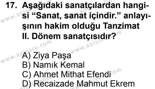 Türk Edebiyatı 5 Dersi 2012-2013 Yılı 1. Dönem Sınavı 17. Soru