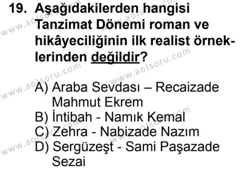 Türk Edebiyatı 5 Dersi 2012-2013 Yılı 2. Dönem Sınavı 19. Soru