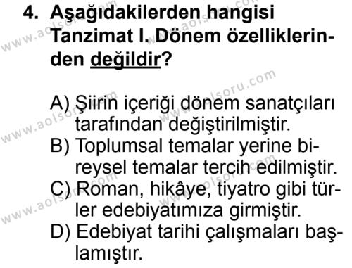 Türk Edebiyatı 5 Dersi 2012 - 2013 Yılı 3. Dönem Sınav Soruları 4. Soru