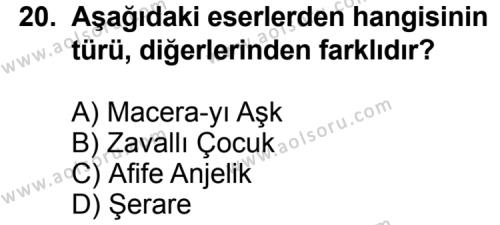 Türk Edebiyatı 5 Dersi 2012-2013 Yılı 3. Dönem Sınavı 20. Soru