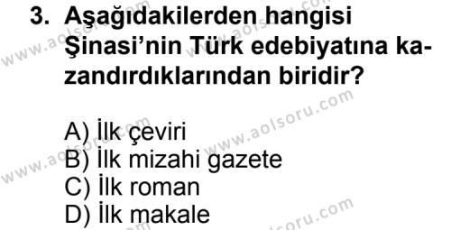 Türk Edebiyatı 5 Dersi 2012 - 2013 Yılı Ek Sınav Soruları 3. Soru