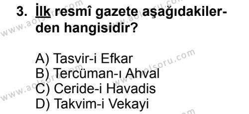 Türk Edebiyatı 5 Dersi 2013 - 2014 Yılı 1. Dönem Sınav Soruları 3. Soru